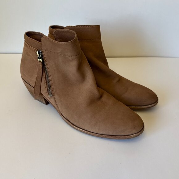 Sam Edelman Packer Ankle Boots Women’s Sz 8.5 Brown Suede Brown Side Zip - Picture 1 of 16